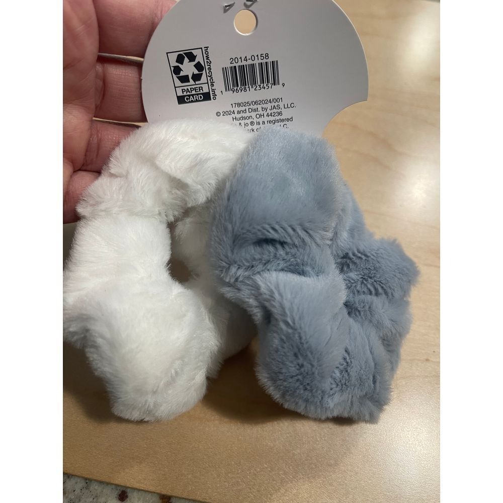 Hildie & Jo Blue and White 2 Hair Scrunchies Set New